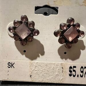 Vintage Pink Rhinestone Stud Earrings